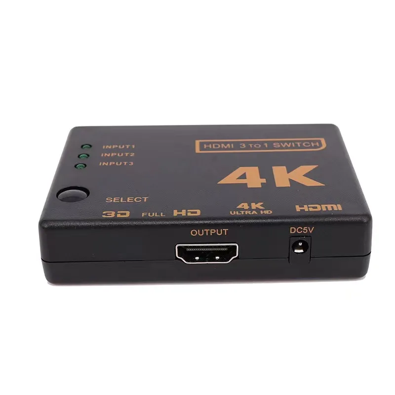 HDMI 호환 스위치 선택기 분배기, HDTV DVD TV 박스용 리모컨 포함, 3x1, 4K HD 1080P, 3 포트