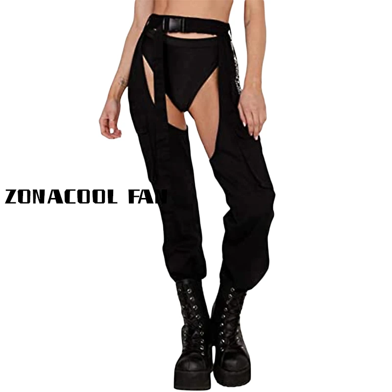 Women's Rave Chaps Ladies Sexy Hollow Out Patchwork/ Solid Loose Fit