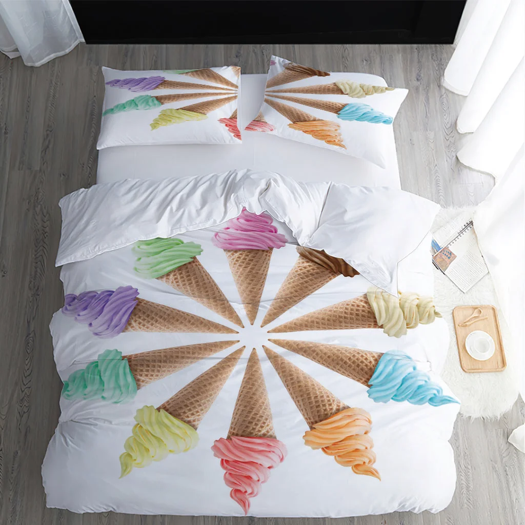 

3D Digital Printing Animal and Plant Ice Cream Variety of Sheets Bedding Three-piece Set Four-piece Quilt Cover