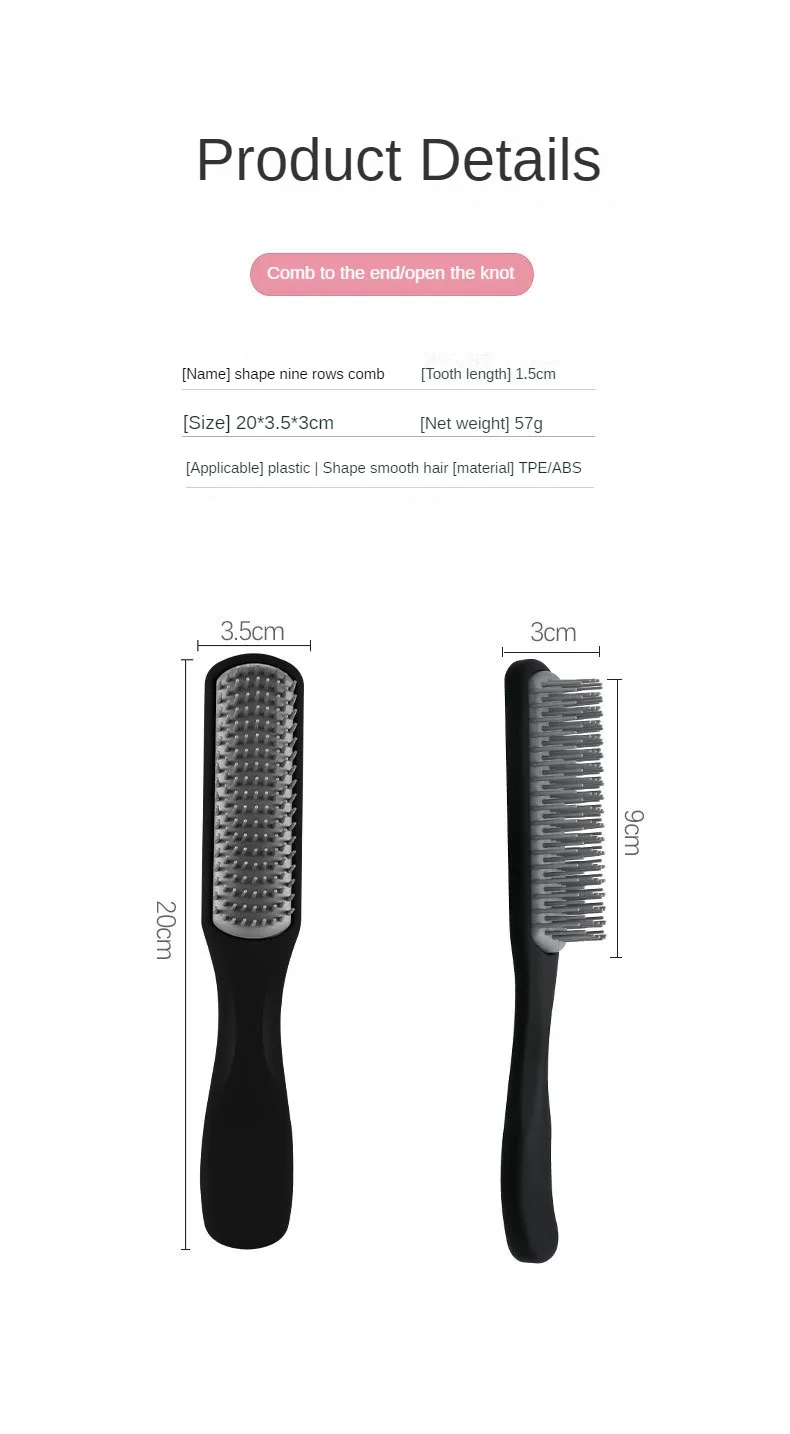 Description Picture 5 of itemHair Scalp Massage Comb Nine Row Comb Detangling Hair Brush Barber Shop Salon Hairdressing Comb For Women Hair Care Styling Tool