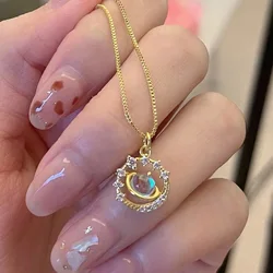 Planet Universe Colorful Saturn Zircon Necklace for Women Personalized Fashion Daily Accessories Party Jewelry Birthday Gifts