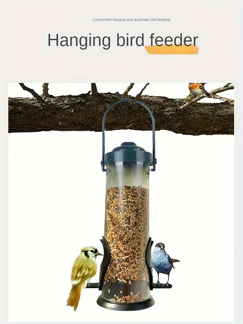 Bird feeder, outdoor hanging bird feeder for field balcony, suitable for most bird pet supplies, green
