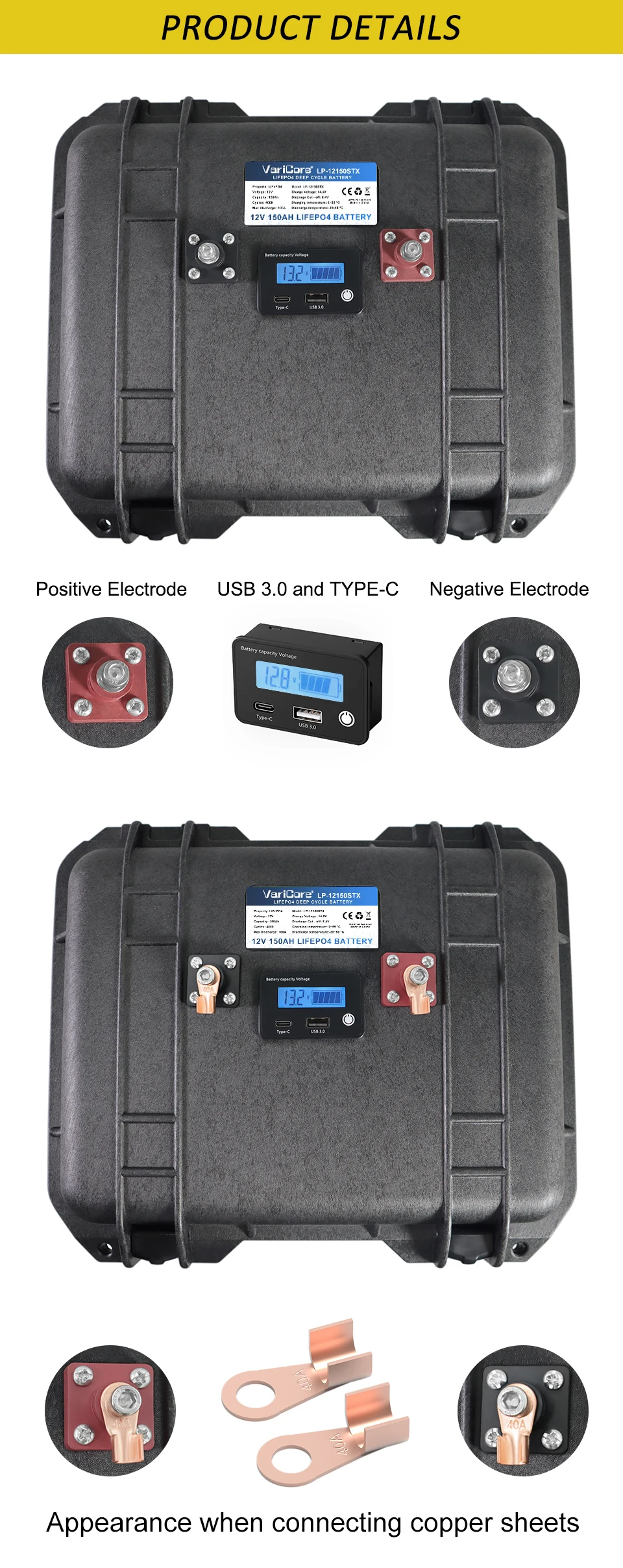 12v/12.8V 150Ah 100Ah LiFePO4 Battery 4s Multifunctional Portable suitcase Batte