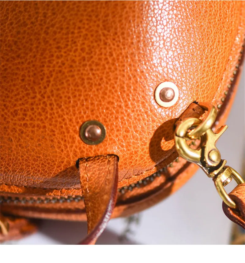 Fashion luxury genuine leather ladies round handbag casual high-quality cowhide weekend women's party shoulder crossbody bags