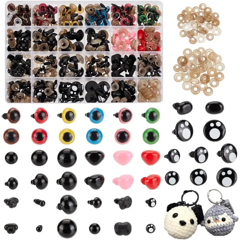 393PCS Safety Eyes and Noses Kit 11-16mm Plastic Safety Eyes Teddy Bear Nose Craft Crochet for DIY Puppets Bear Crafts