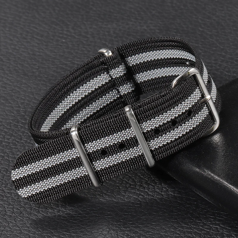 Versatile Ribbed Nylon Watch Strap - Unisex Nylon Bracelet for Military Style Watches