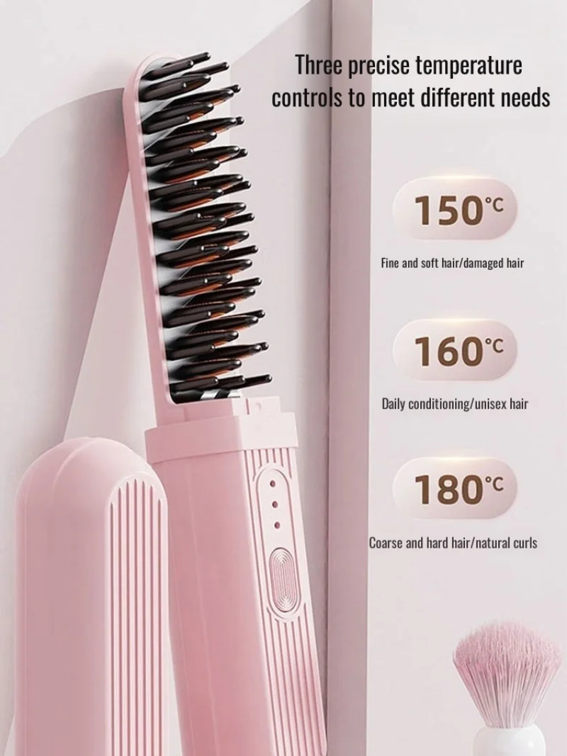 Wireless hair straightener, negative ion, no hair damage, portable mini curler, curling iron, anti-static splint, electric comb 2