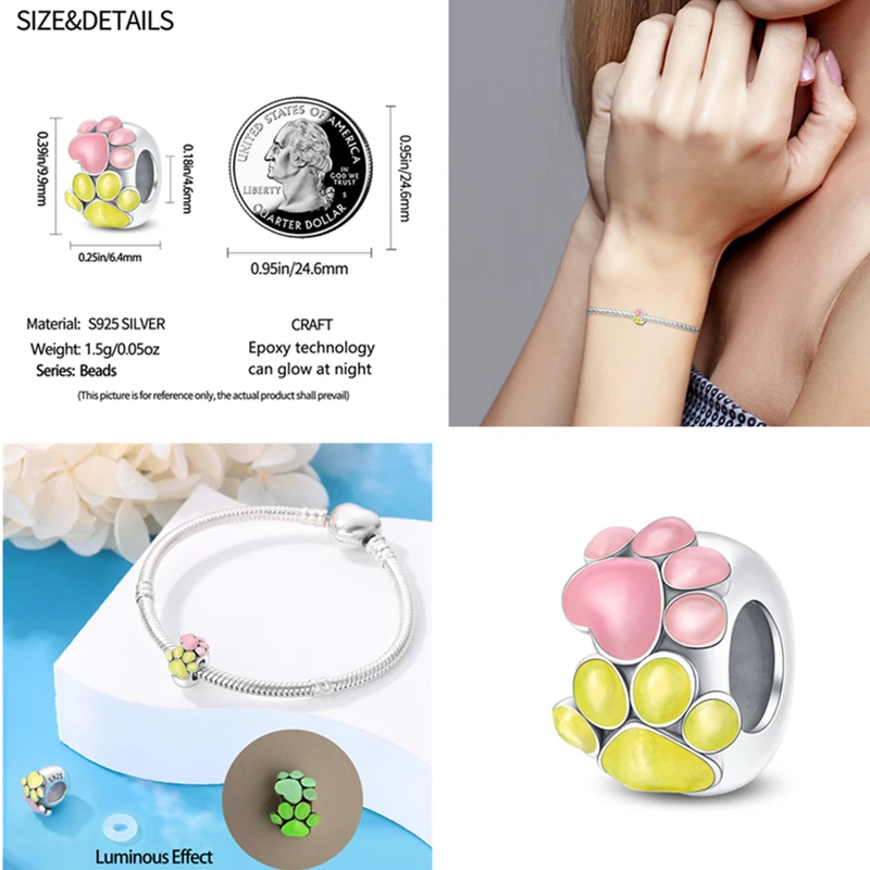 Charms Fit Pan Original Bracelets Bead Star Heart Pink Pendant DIY