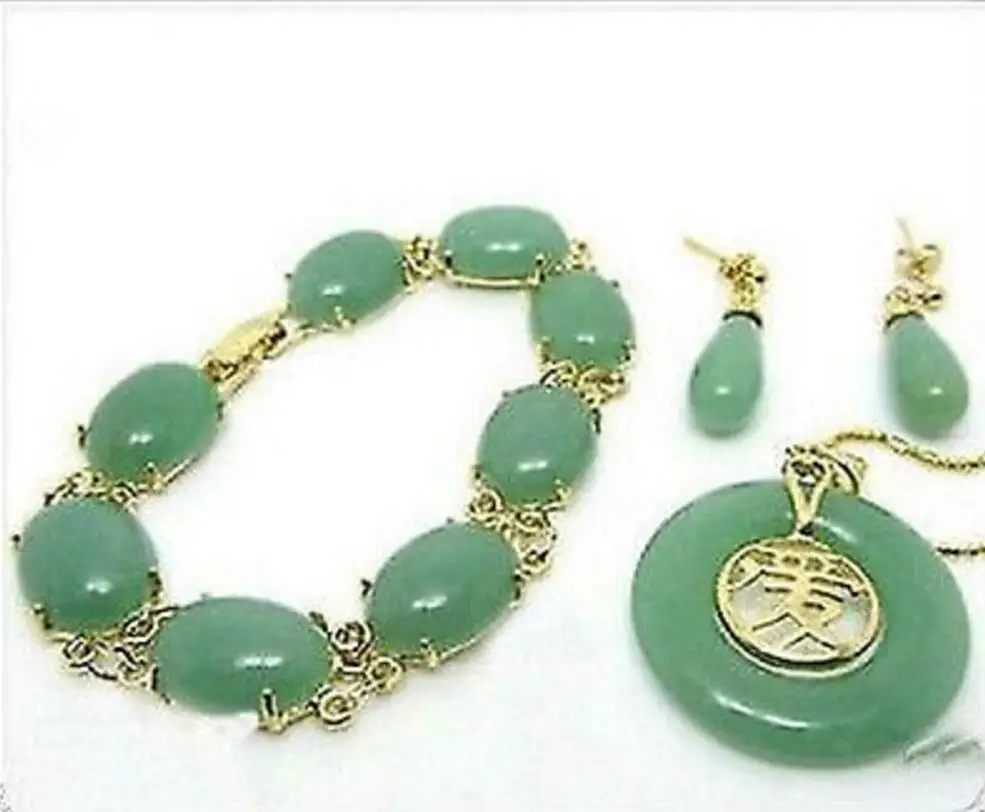 

Fantaisie green set Pendentif de jade Bracelet Q276 AAA style 100% Natural jade Noble Fine jewe