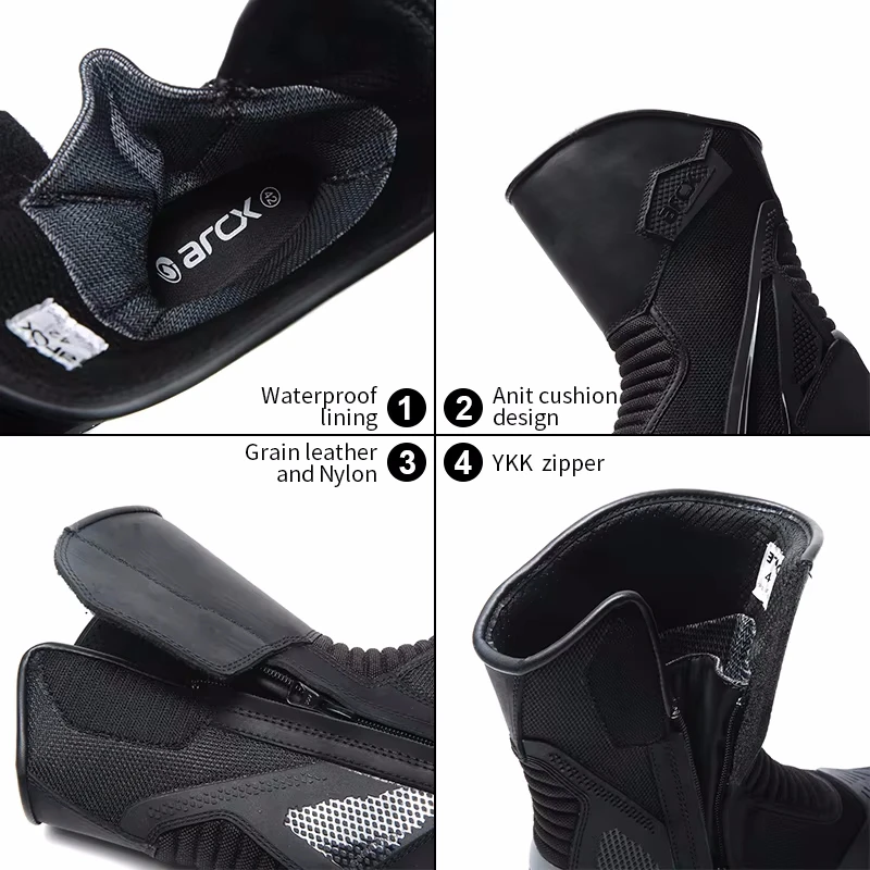 ARCX Motorcycle Boots Men Touring Nylon Men's Speed Racing Dirt Bike Boots Mid-Calf Ankle Protective Moto Equipment Foot Guards motorcycle shoes motorcycle boots