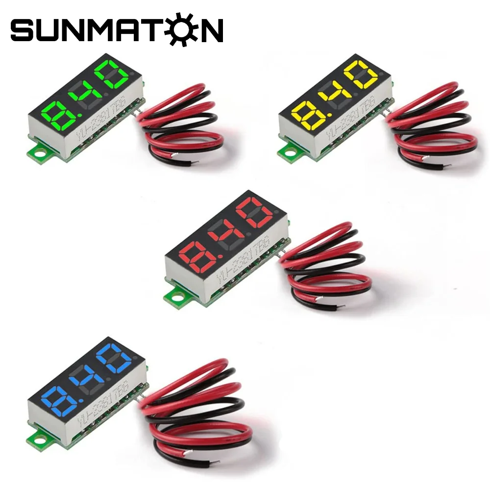 

0.28 Inch LED Digital Voltmeter Adjustable Two-Wire DC2.5-30V Reverse Connection Protection Red Green Blue Yellow