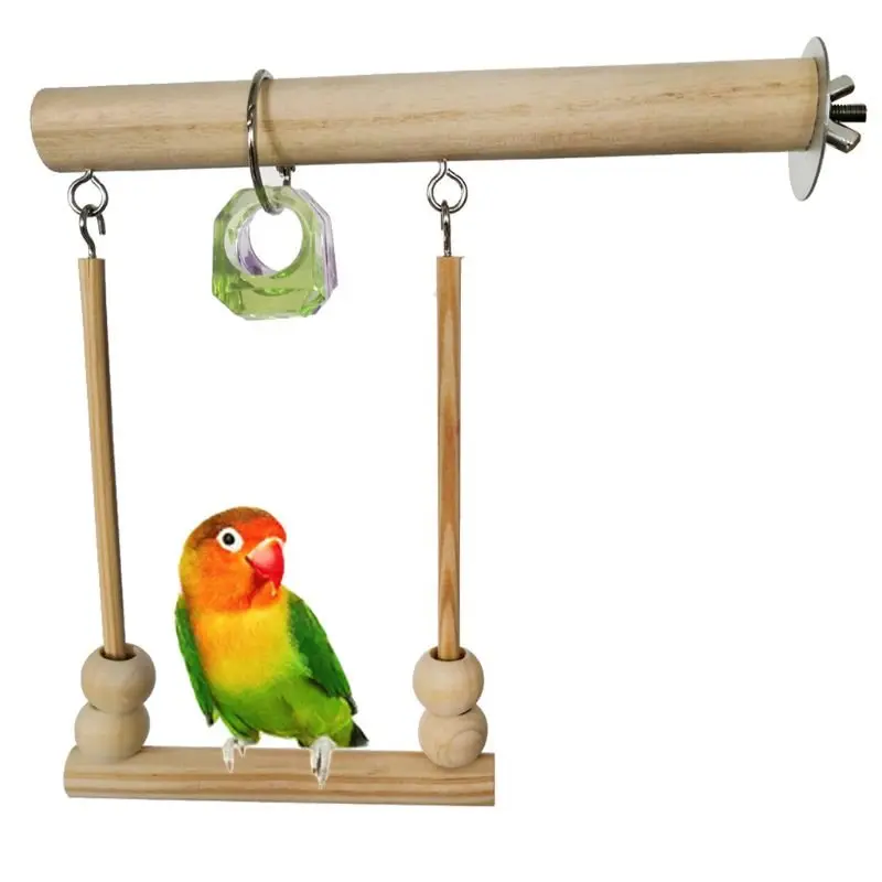 

Wooden Parrot Bird Cage Perches Stand Tree Branch Pet Budgie Hanging Toys Increase Fun Home Birding Supplies