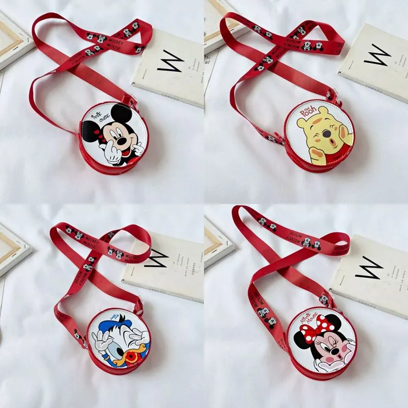 Cute Round Bag Toddler Baby Outdoor Messenger Bag Full Print Tracolla Casual Cartoon Winnie The Pooh Donald Duck Kids Bags