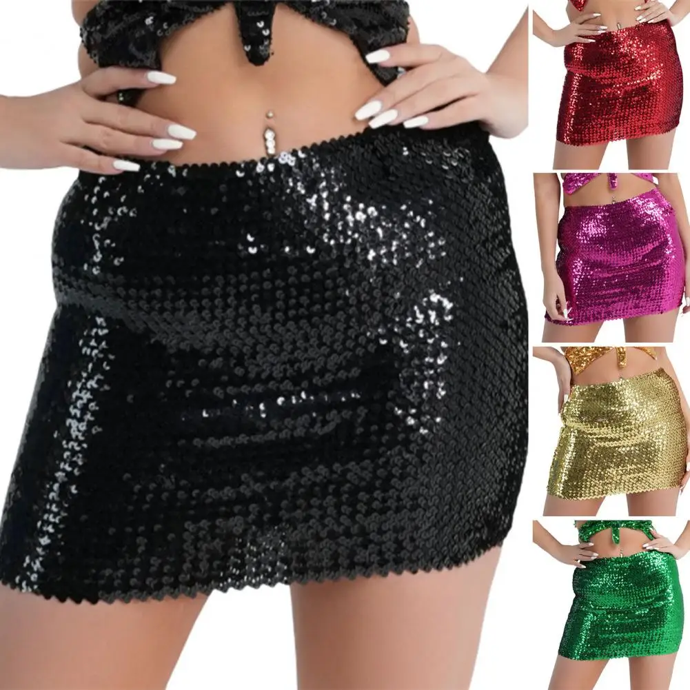 

2 Ways Wear Fashion Bling Women Skirts Gold Sequined Mini Short Wrap Strapless Tops Bodycon Pencil Skirt faldas