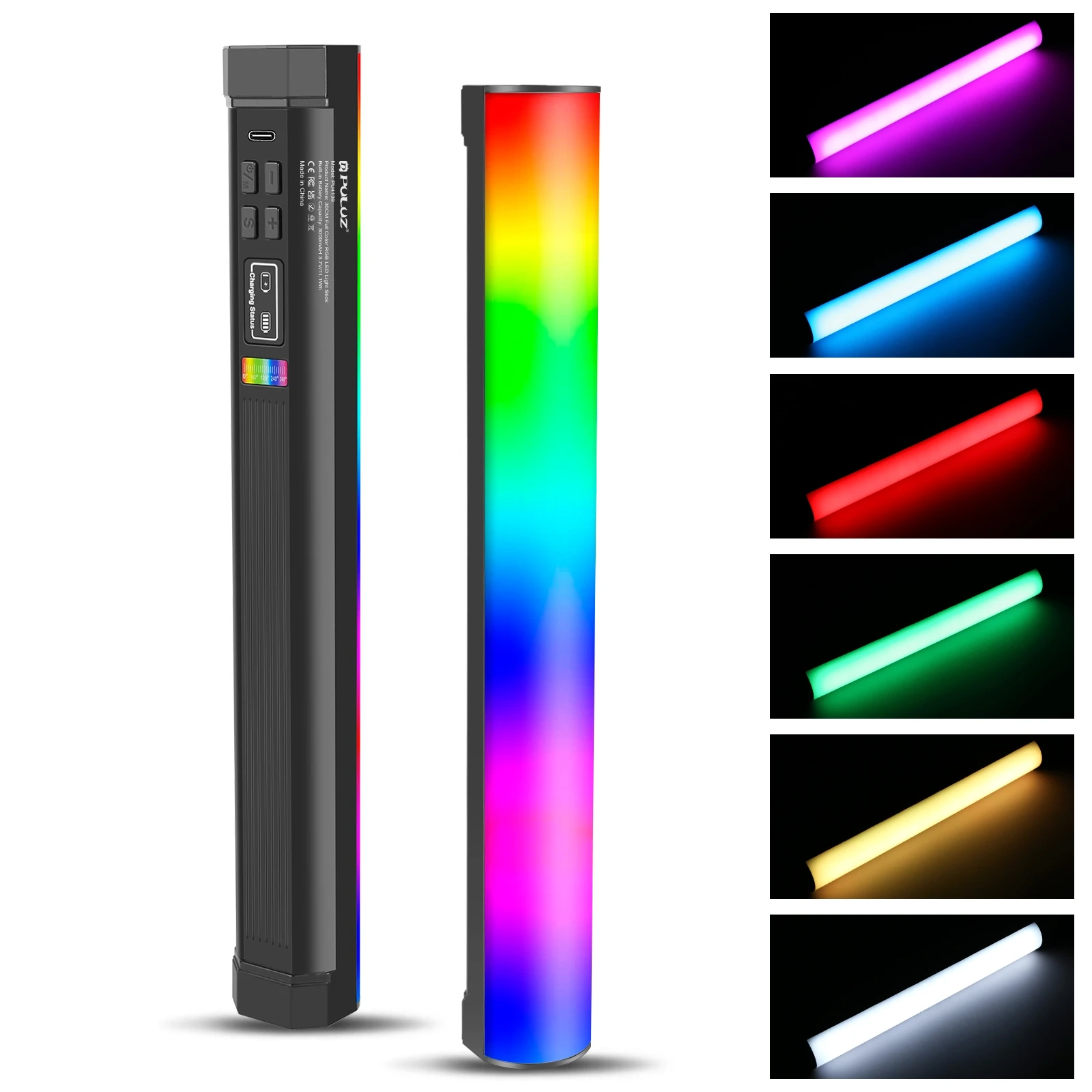 PULUZ 휴대용 풀 컬러 RGB 스틱 라이트, 마그네틱 LED 필 라이트, 30cm, 17cm 사진