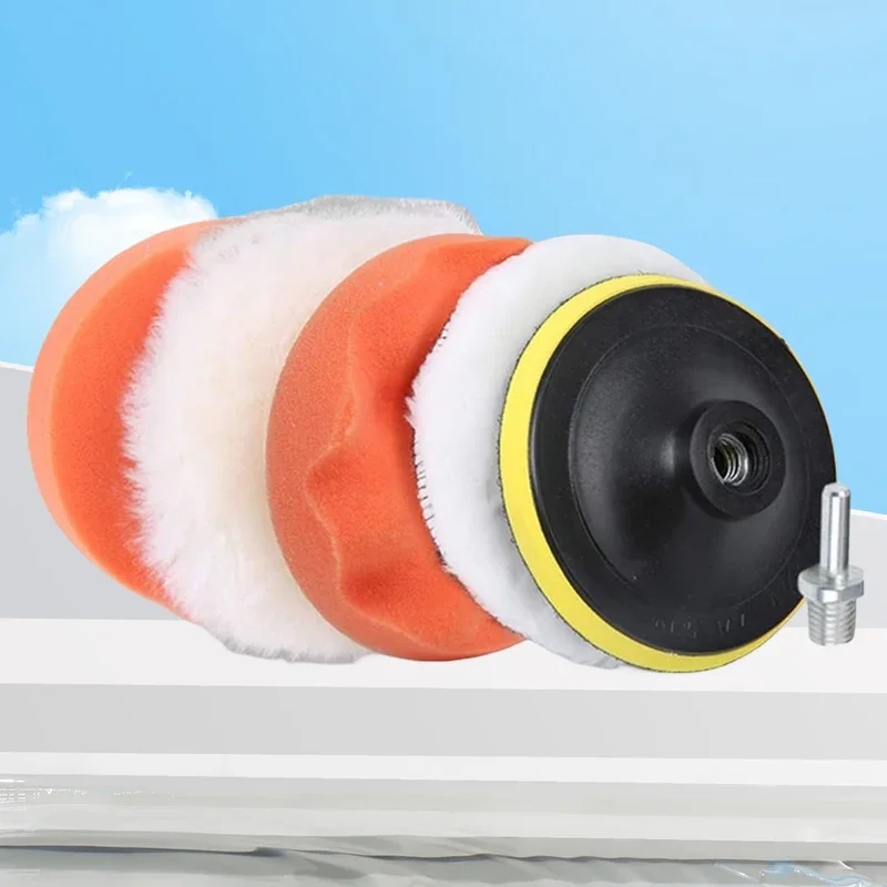 3/4/5 Inch Drill Car Polisher Wool Car Polishing Sponge Pads Kit Reusable Polishing Machine Wax Pads Buffing Waxing Clean Polish 4