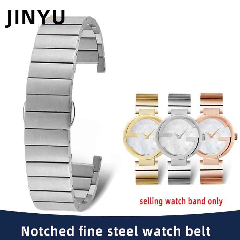 

Notch stainless steel watch Band For Gucci watchband YA1332 1333 1335 series men and women couples solid stainless steel belt