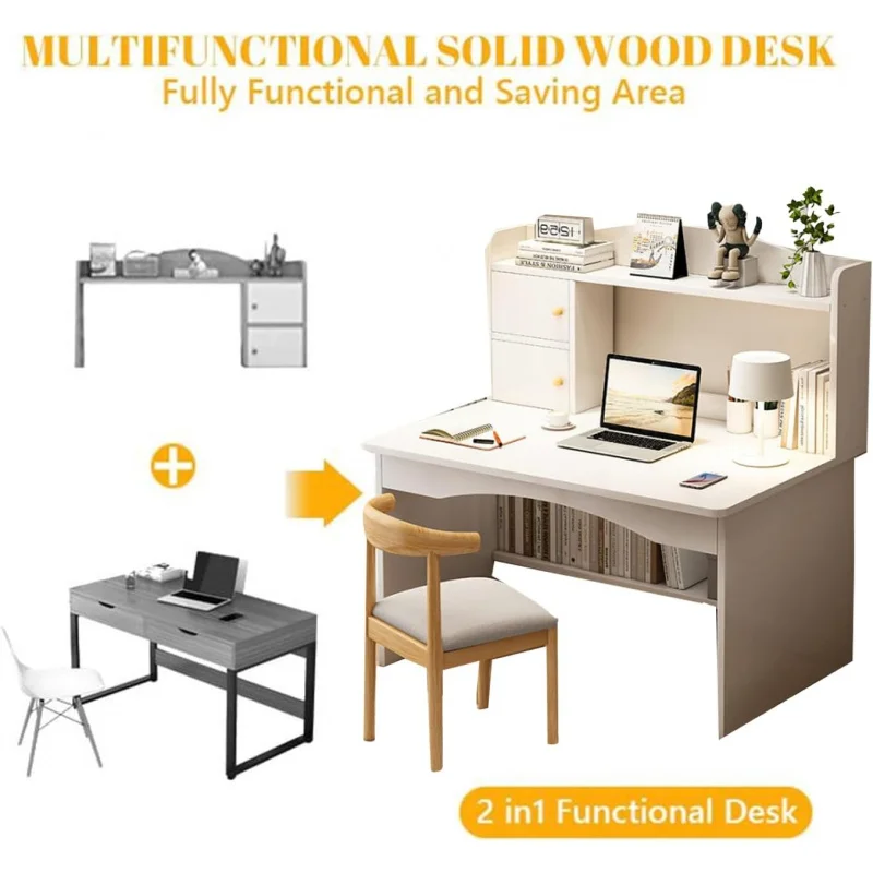 رف تخزين المكتب المنزلي، محطة عمل الكمبيوتر الخشبي...