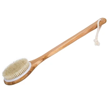 Best Bath Dry Body Brush-setole di cinghiale naturali Scrubber per la schiena con manico lungo per Cellulite, esfoliazione, disintossicazione