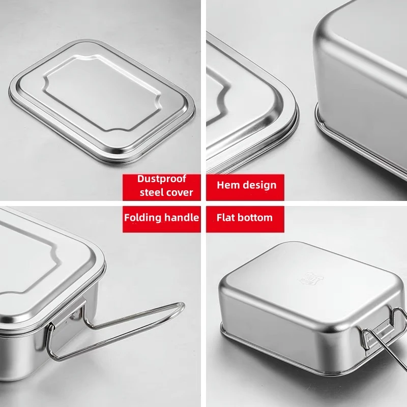 Stainless Steel Bento Lunch Box with Handle for Large Food Storage