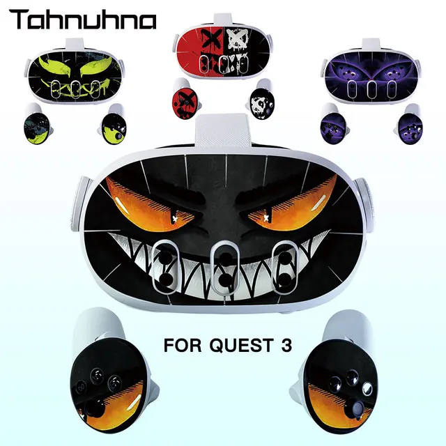 Sticker Vinyl Skin for Meta Quest 3 VR Headset Controller PVC Decals Halloween Pattern Wrap Cover for Oculus Quest 3 Accessories