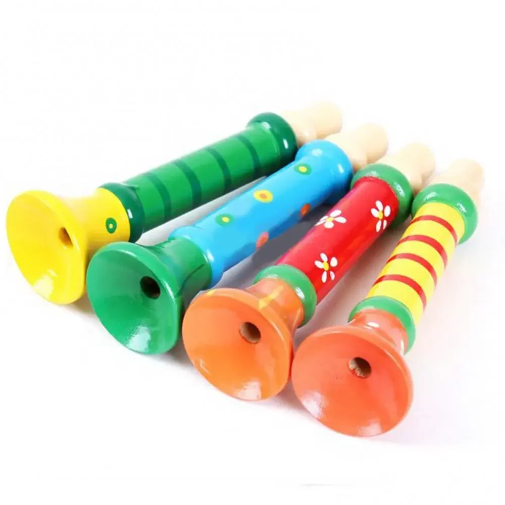 Wooden Trumpet Children Toy Horn Whistle Musical Instrument for Kids Early Educational Montessori Toys Sound Training Games 3