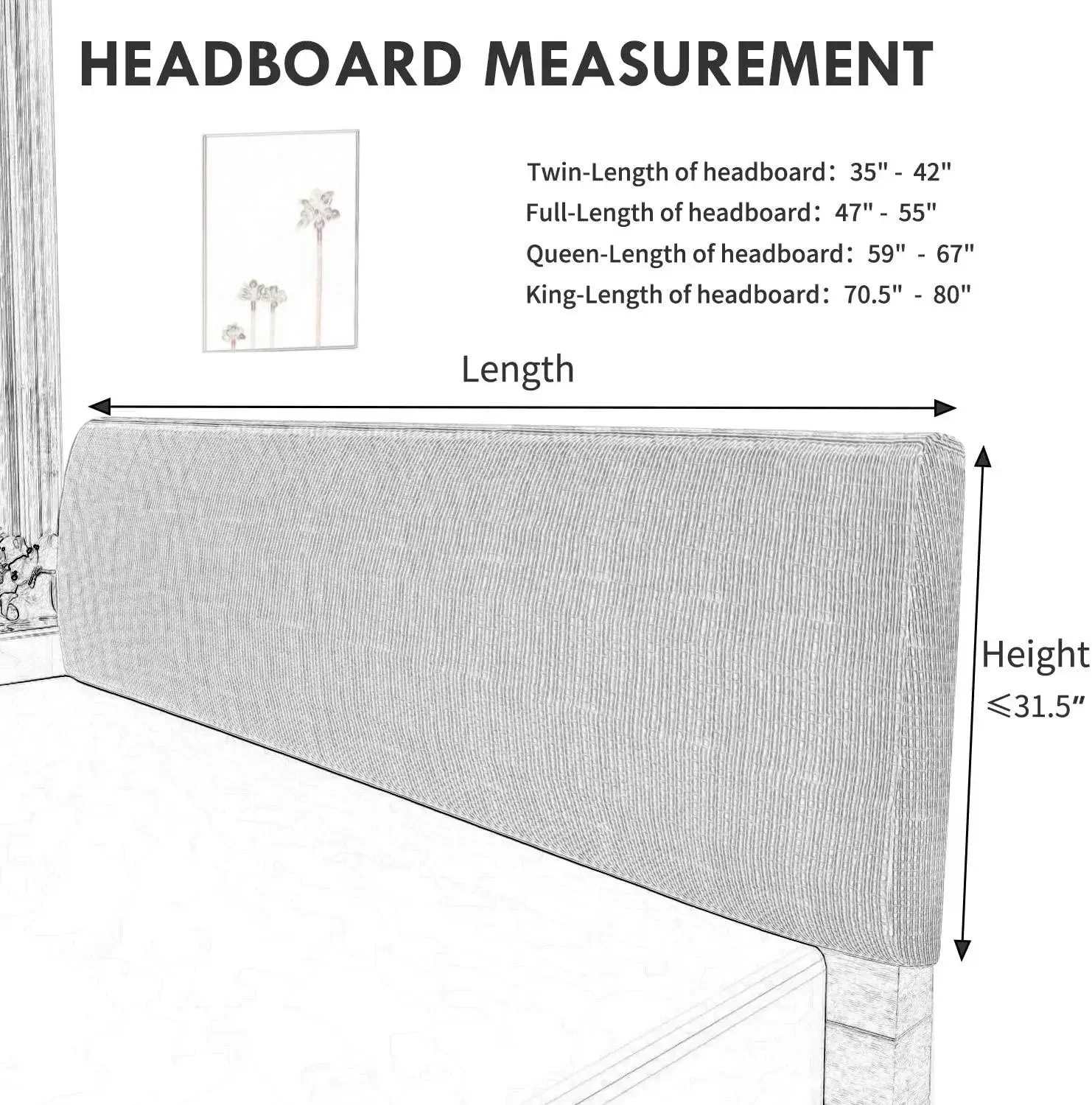 Stretch Bed Headboard Cover Elastic Bed Head Cover Jacquard Headboard Slipcover Dustproof Head Bedroom Full Queen