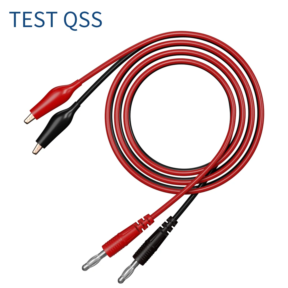

QSS 2PCS Red Black Multimeter Test Lead 4MM Banana Plug to Alligator Clip Gold Plated Cable Wire 100CM Q.70056A