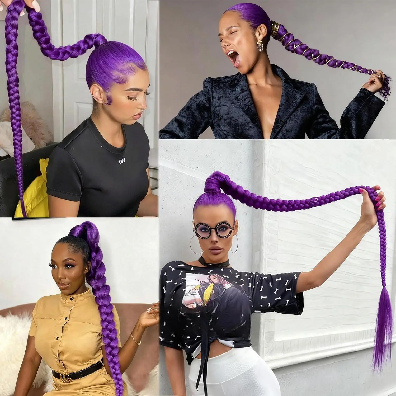 Cabelo Roxo Rumi: Minha Experiência Real com as Extensões de Cabeleira  Sintética para Penteados Dramáticos, image size:1500x1500