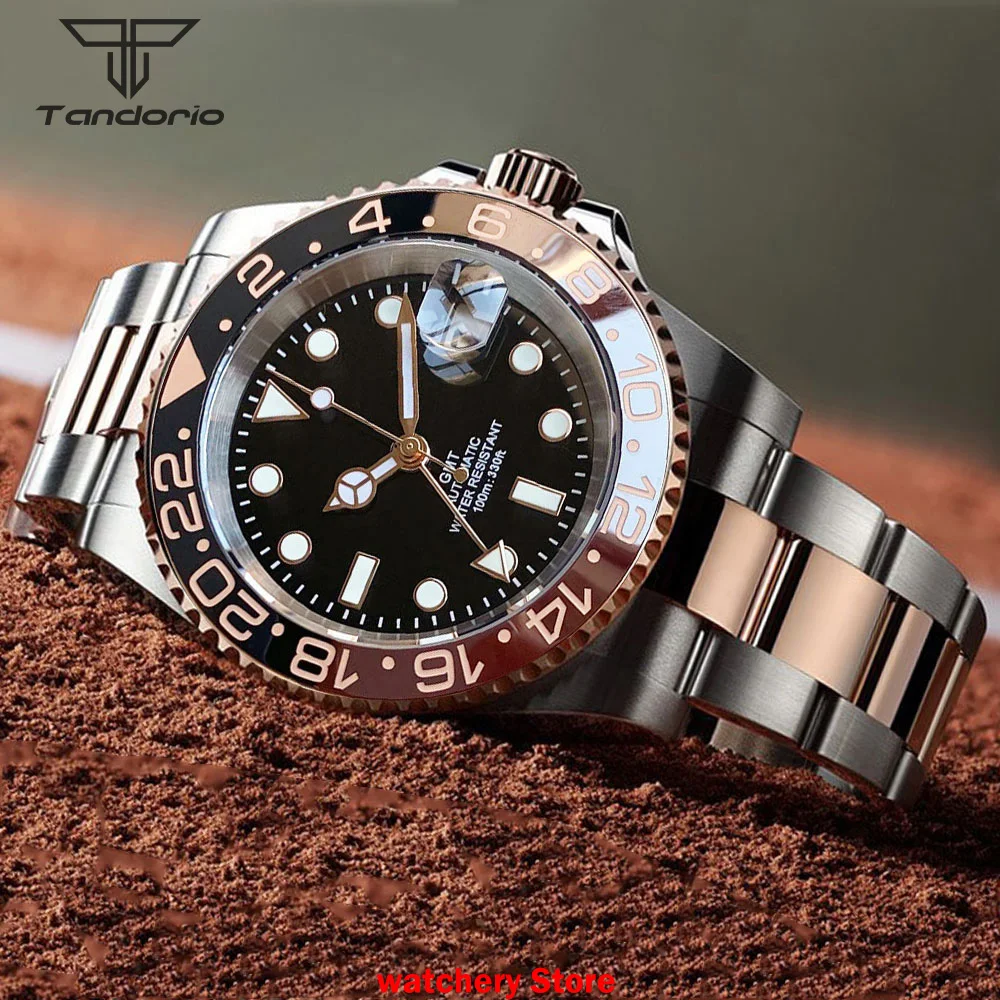 sale【Tandorio】ノーロゴ NH34a搭載 GMT腕時計　ブラック Tandorio Skx Watch NH34A GMT 200m Diving watch 37mm Ceramic