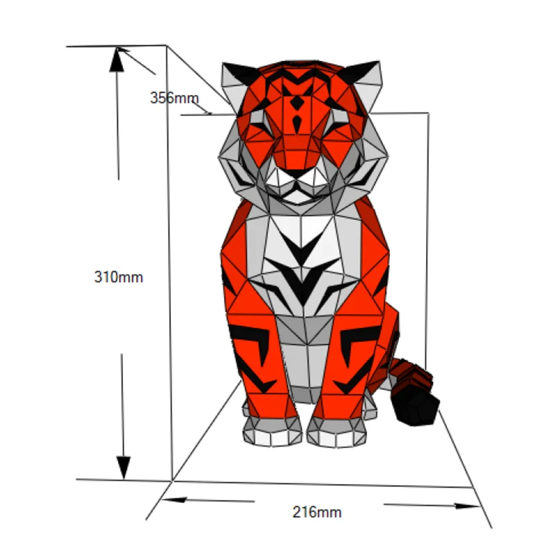 Little Tiger 3D Paper Model Handmade Papercraft Home Floor Decor Desktop Decoration Sculpture Puzzles Educational DIY Kids Toys