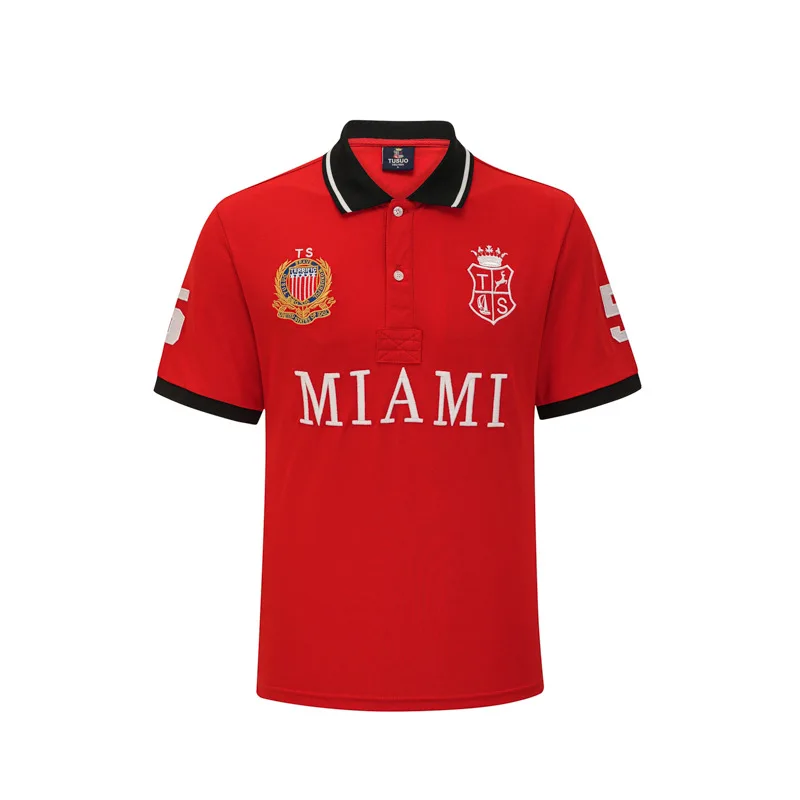 Polo Shirts for Men Miami Classic Red White Pink Sports