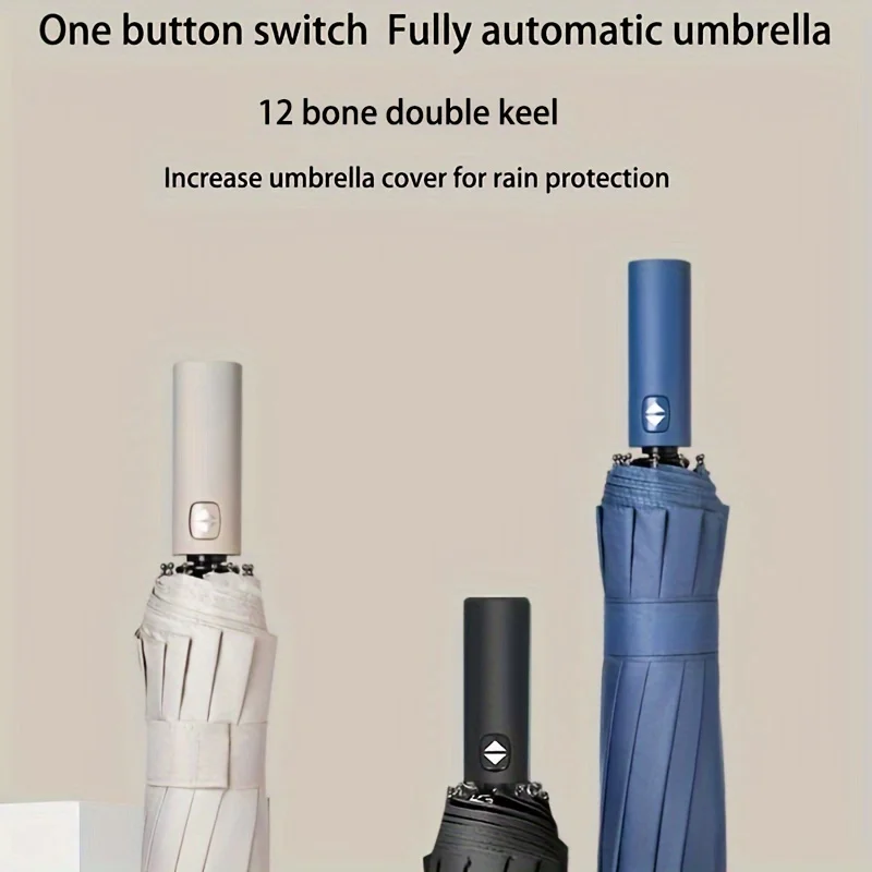 1pc Automatic Umbrella, Reinforced 24-Bone Umbrella,Strong And Durable Wind-resistant Umbrella, Anti-UV Sunscreen Umbrella