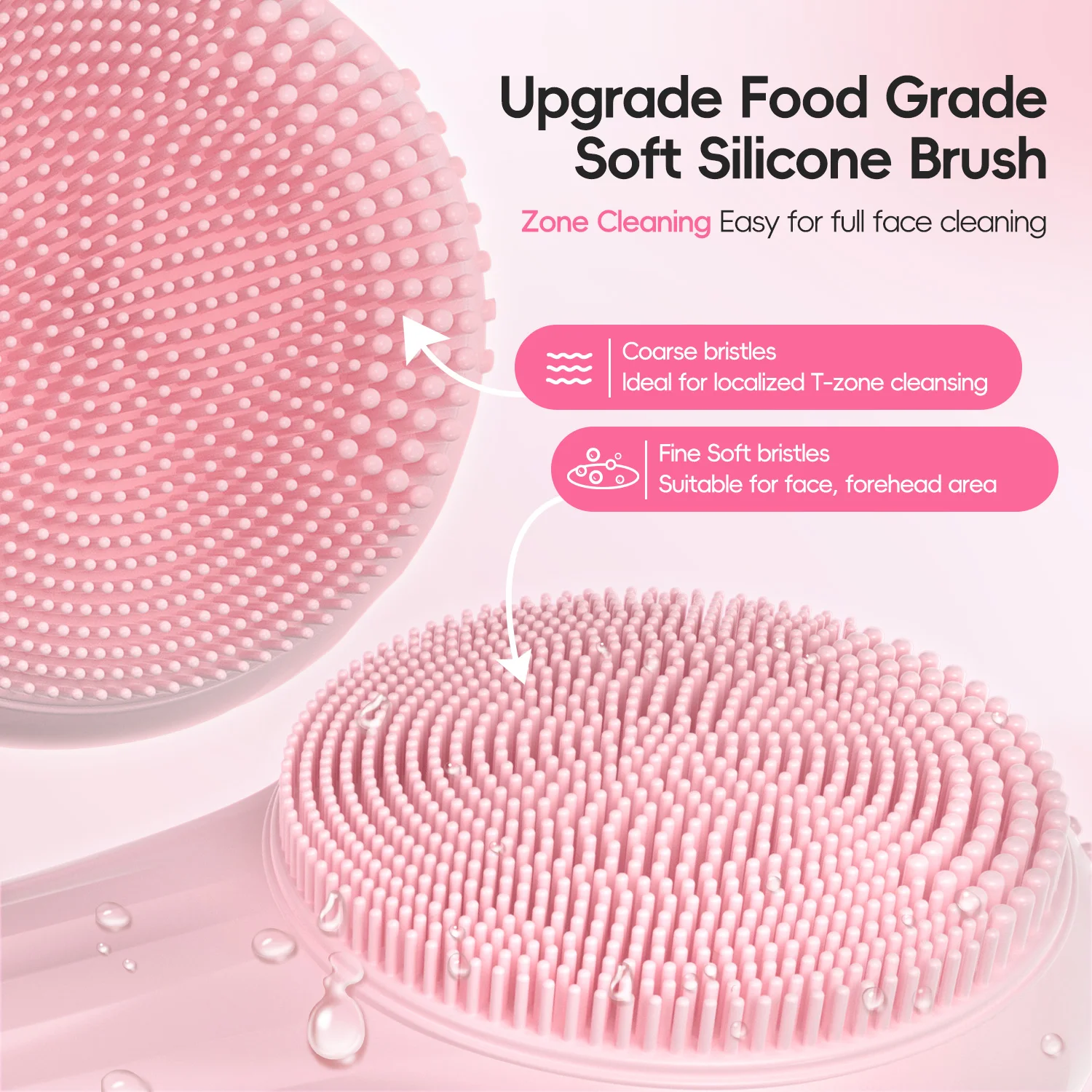 Silicone Electric Facial Cleansing Brush 6 Speeds Heat application Waterproof Deep Pore Cleanse Skin Cleansing Device Portable facial cleansing brush