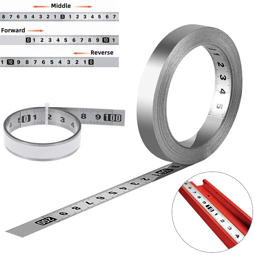 Stainless Steel Self-Adhesive Measuring Tape - Durable Workbench Ruler, 12mm Width, Multiple Length Options