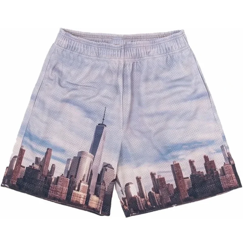 American Style Fitness Shorts Breathable over Knee Mesh Basketball Muscle Sports Quarters Cross Border Shorts