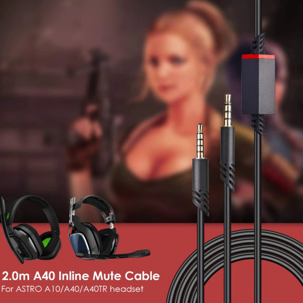 kwmobile vervangende koptelefoonkabel met volumeregeling - Compatibel met Logitech Astro A50 / A40TR / A40 / A30 / A10-200 - In zwart