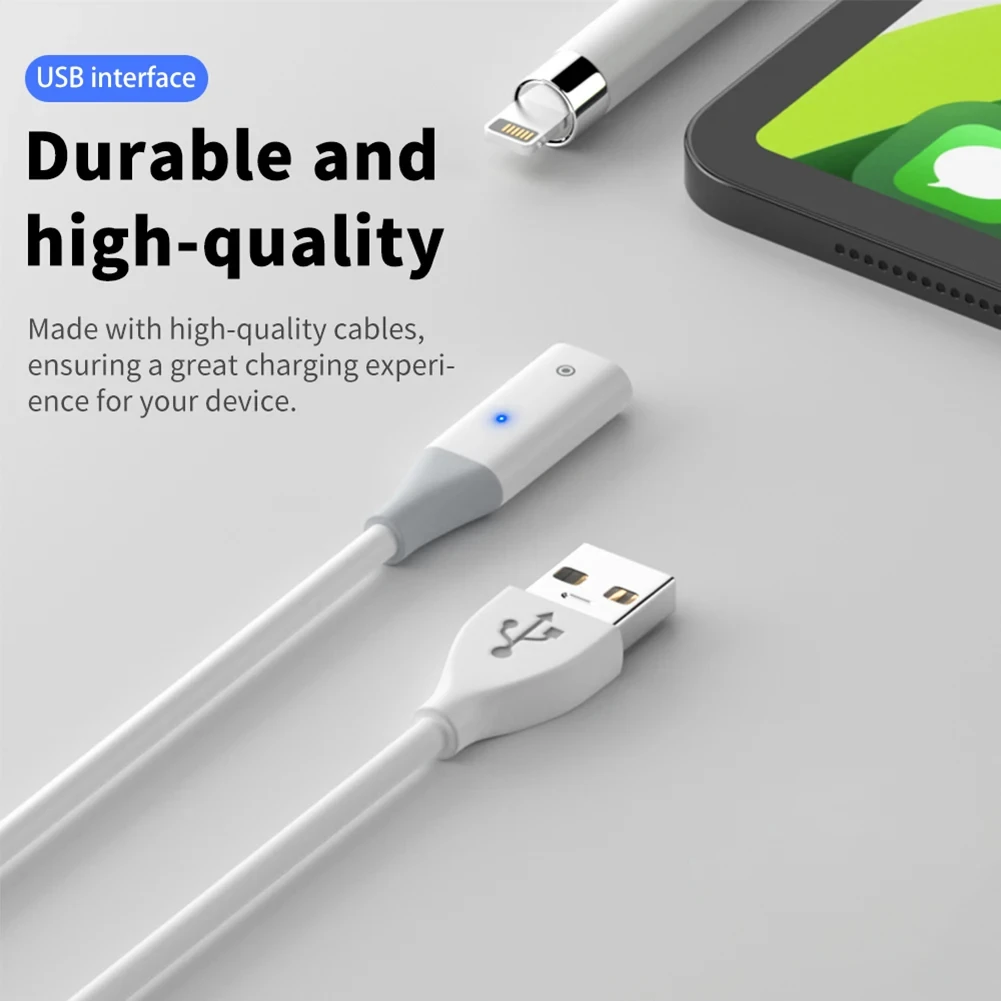 

1Pcs Stylus Charger Wire USB A/Type-C Charging Line Male To Female Extension with Indicator Light for Apple Pencil Generation 1