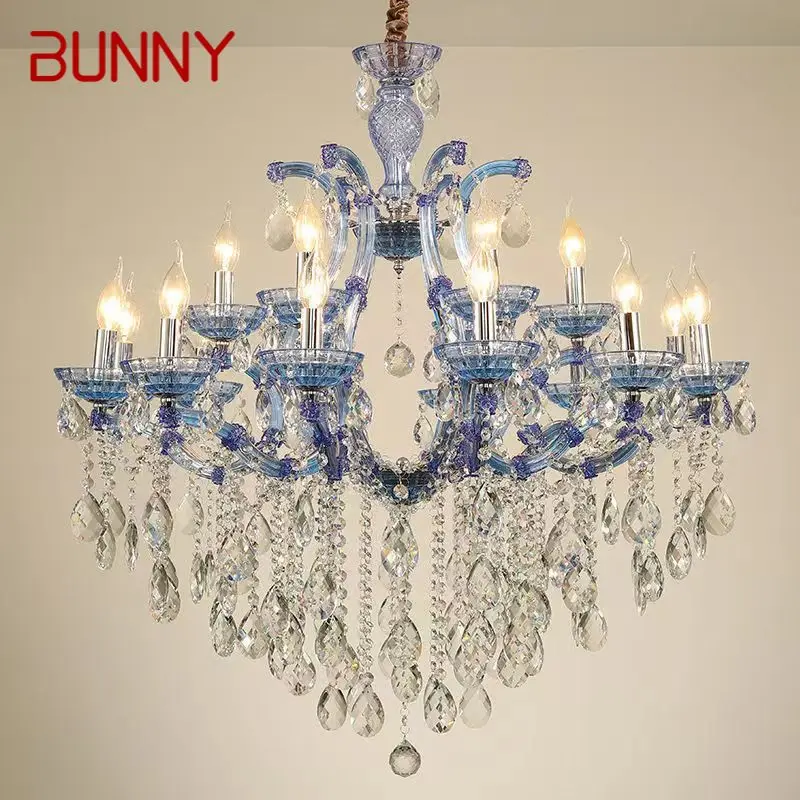 

BUNNY LuxuriousCandle Pendent Lamp European Style Crystal Lamp Art Living Room Restaurant Villa Staircase Duplex Building