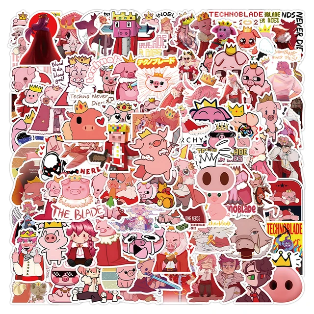 10/30/50pcs/set Technoblade Pink Pig Funny Cute Cartoon Game Graffiti  Stickers For Luggage Skateboard Kids Laptop Phone Guitar - AliExpress