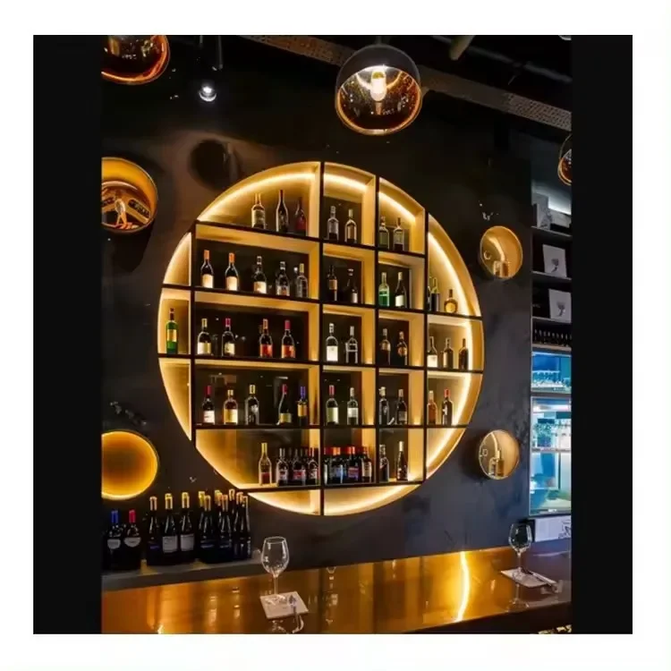 Metal Wine Rack Wine Shelves Commercial Bar Display Shelf Metal Stainless Steel Customized