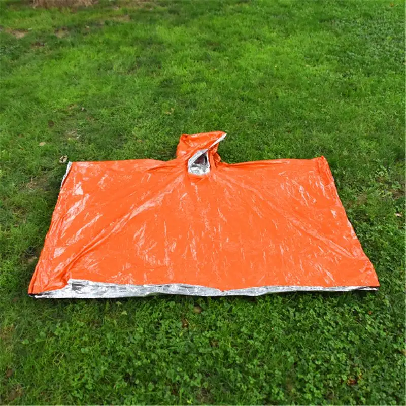 Outdoor Emergency Raincoat First Aid Poncho Rainwear Riding Cloak First Aid Cloak Aluminum Film Blanket camping equipment