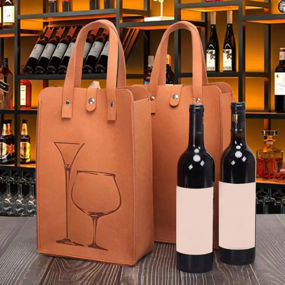 Sac à Vin En Feutre Réutilisable - Porte 6 Bouteilles - Poignée De Transport - Parfait Pour Pique-nique, Fêtes, Cadeau Sac Isotherme Bouteille De Vin