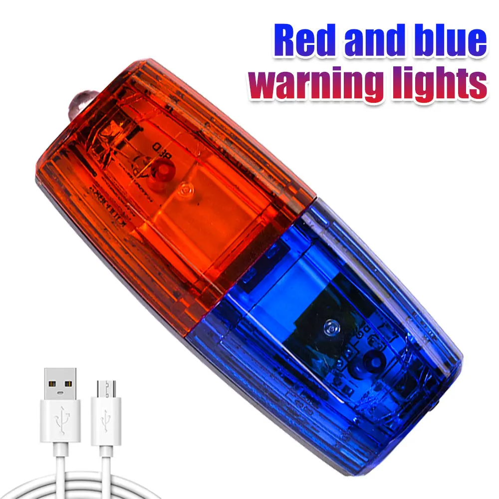 RedBluePoliceWarningStrobeShoulderlightsRechargableLEDFlashlingSafetyClipLampFor