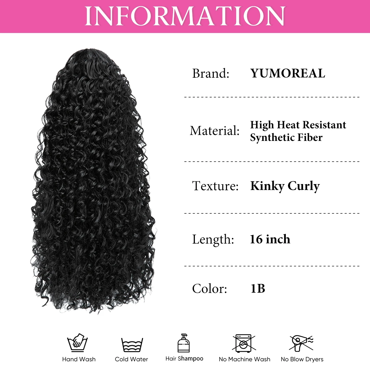 Extension De Queue De Cheval Boucle Crin De Cheval Tressé – Noir Jais Coupe émoussée