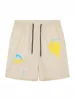 2024 Men's Casual "Never Stand Out" Smile Face Print Pockets Drawstrings Pleated Shorts 2