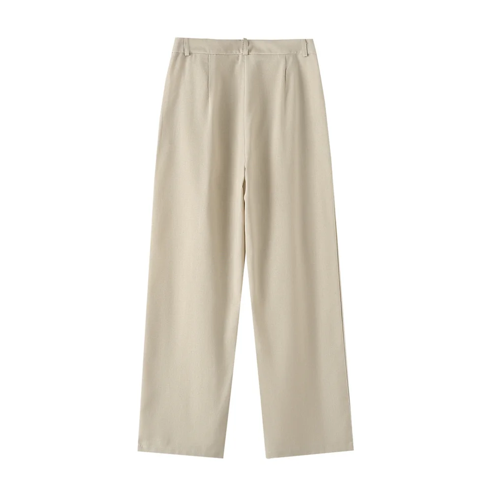 BM&MD&ZA 2024 early autumn women's new commuting versatile slim sleeveless cotton and linen vest mid-waist trousers suit 6