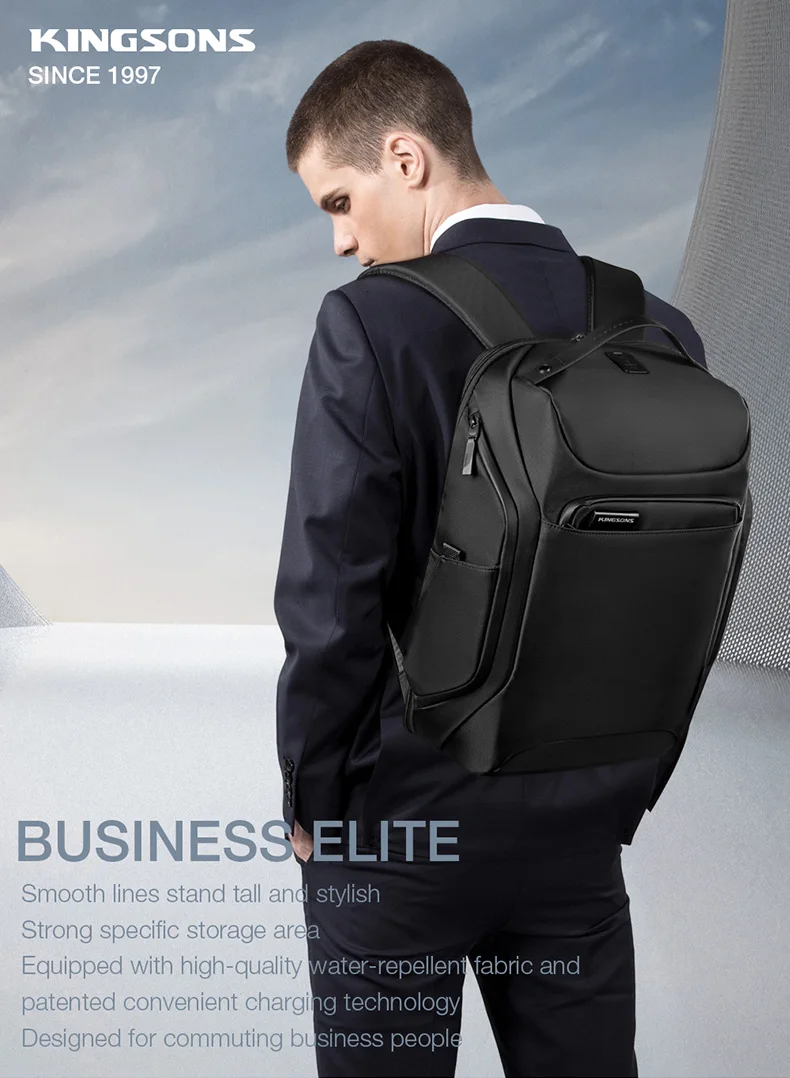 Kingslong Mochila Negra Ordenador Portátil Escolar Hombre