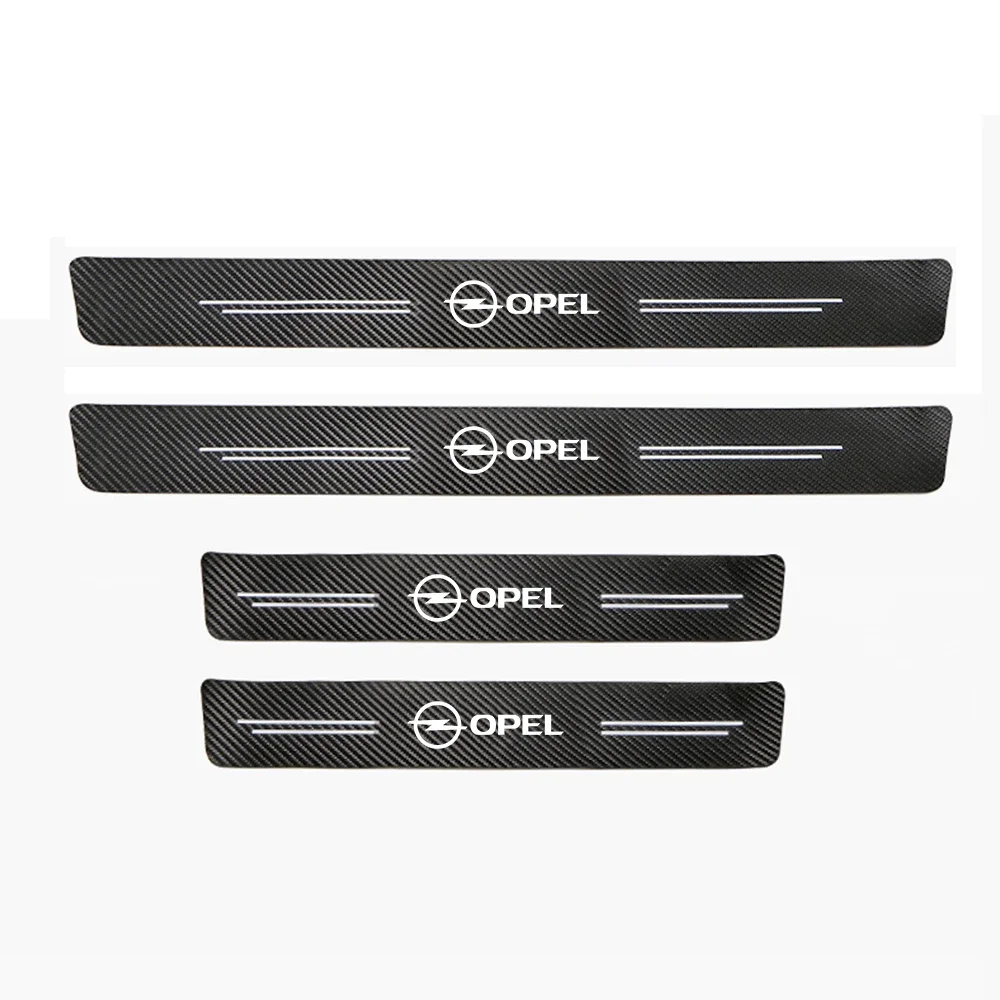 Carbon Fiber Look Door Sill Protectors - Scratch Resistant & Easy to Install (4-Pack)