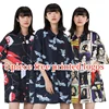 Waterproof Work Clothes Printing Graffiti Pattern Short Sleeve Non-stick Hair Anti Static Hair Salon Uniform Barber Shop Smocks 2